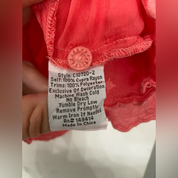 Johnny Was Tay Tie Front Embroidered Eyelet Top Pink Size Small - Picture 5 of 8